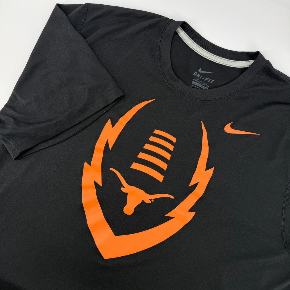 Nike Texas Longhorns Football Shirt Mens XL Black Dri-FIT Short Sleeve Tee NCAA